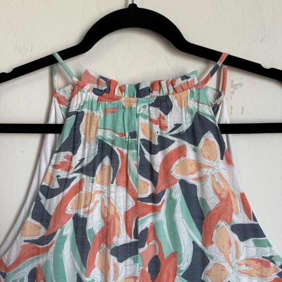 Nine West 2X Tiered Tropical Floral Maxi Halter Dress Resort Wear Beach Vacation - Picture 10 of 14